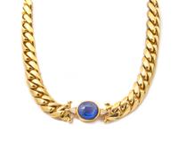 An 18 Karat Yellow Gold Sapphire and Diamond Necklace, 108.75 dwts.