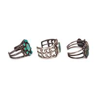 Sterling Silver and Turquoise Cuff Bracelet, PLUS Two Navajo Silver and Turquoise Cuff Bracelets