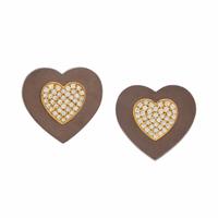 Sabbadini, Sterling Silver, Yellow Gold, and Diamond Heart Earrings