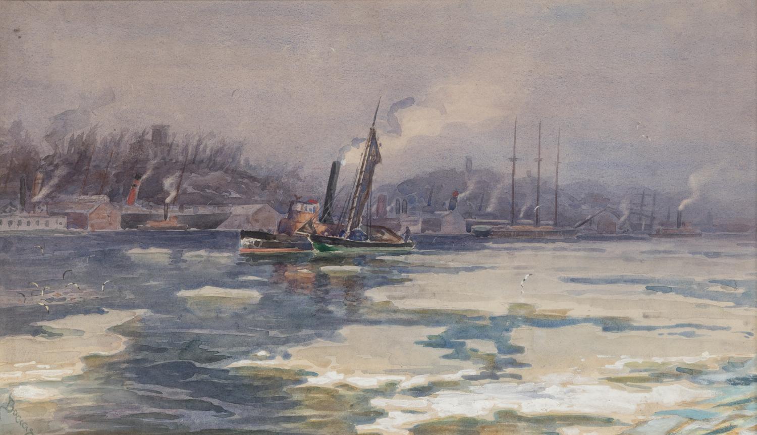 Boat in Icy Harbor