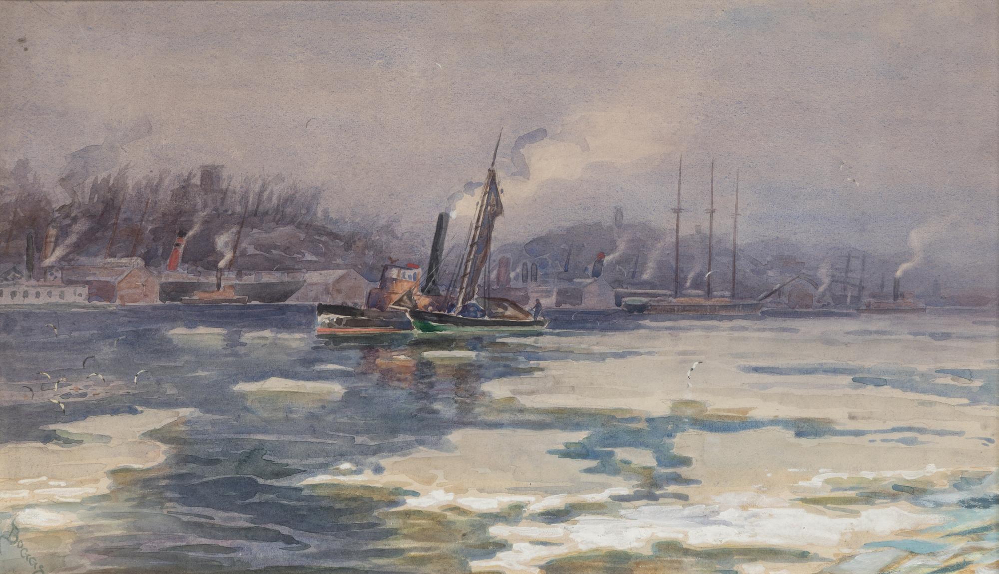 Boat in Icy Harbor