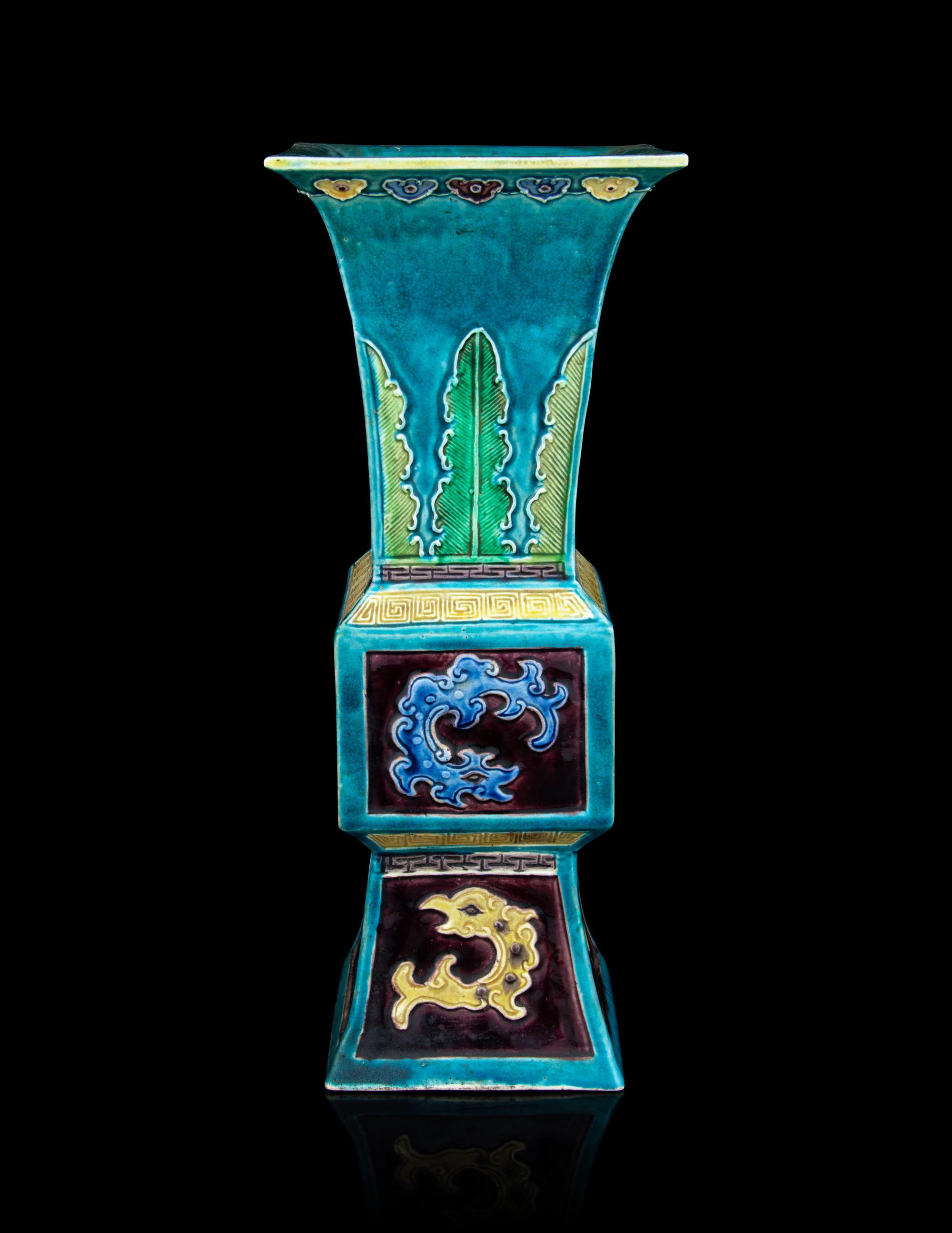 A Fahua -Style Porcelain Gu Vase