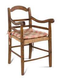 A Ladderback Oak and Rush Seat Armchair