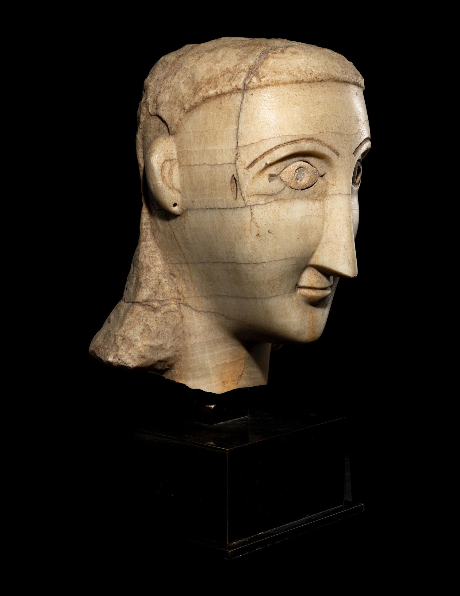 A South Arabian Alabaster Head of a Woman