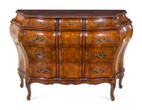 An Italian Walnut Bombe Commode