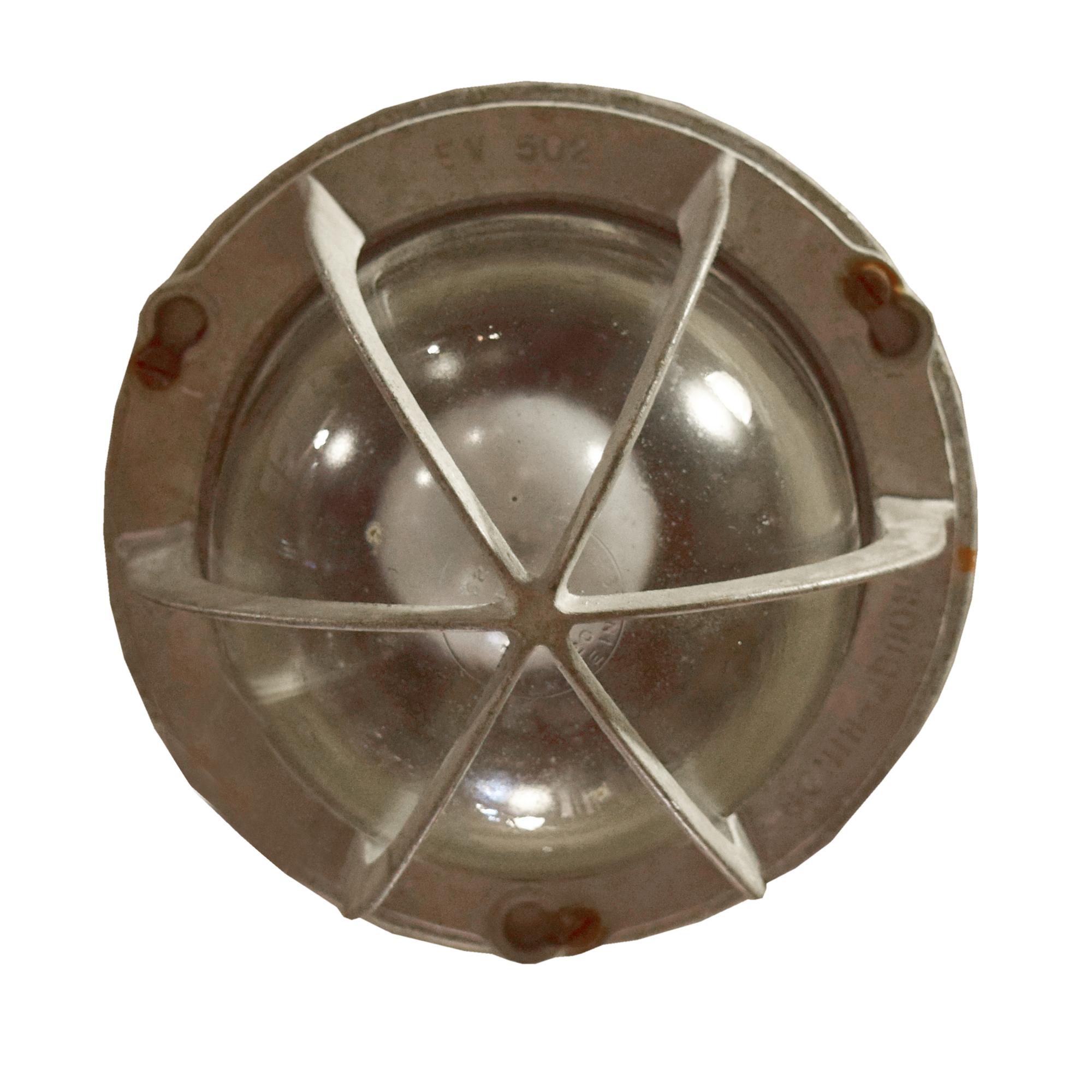 A Metal and Glass Industrial Pendant Light, Crouse Hinds 9" W x 9" D x 40" H — United States, Circa 1940
