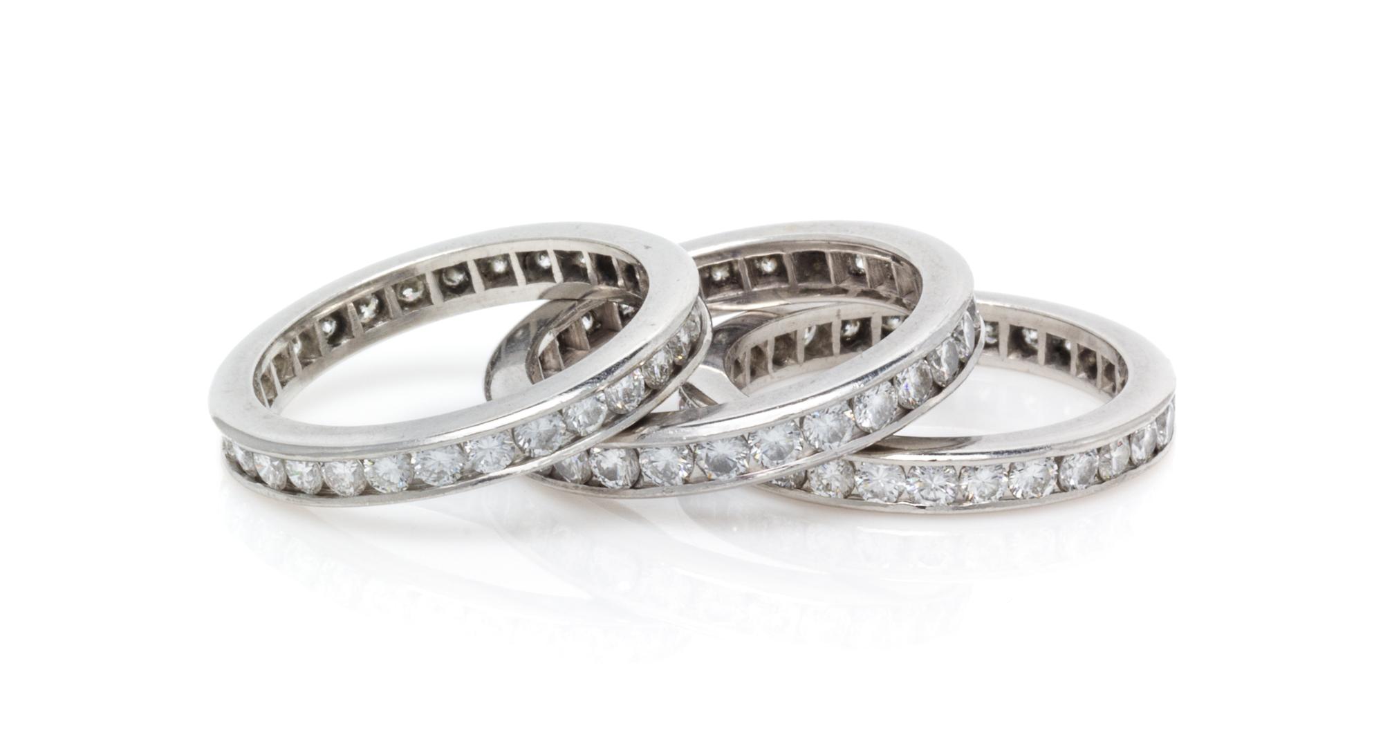 A Collection of Platinum and Diamond Eternity Bands, 9.70 dwts.