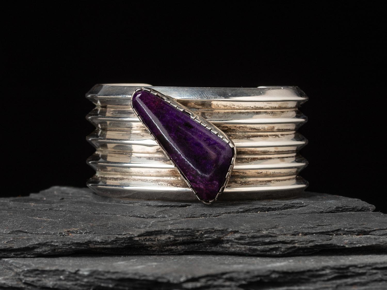 Sterling Silver and Sugilite Cuff Bracelet