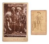 [NATIVE AMERICANS] Cabinet card of Capt. Sword with Buffalo Bill's Indians [ With: ] Buffalo Bill CDV