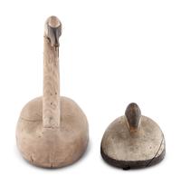 A Swan and a Black Head Goose Decoy Figure