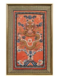 Two Chinese Embroidered Silk 'Dragon' Panels
