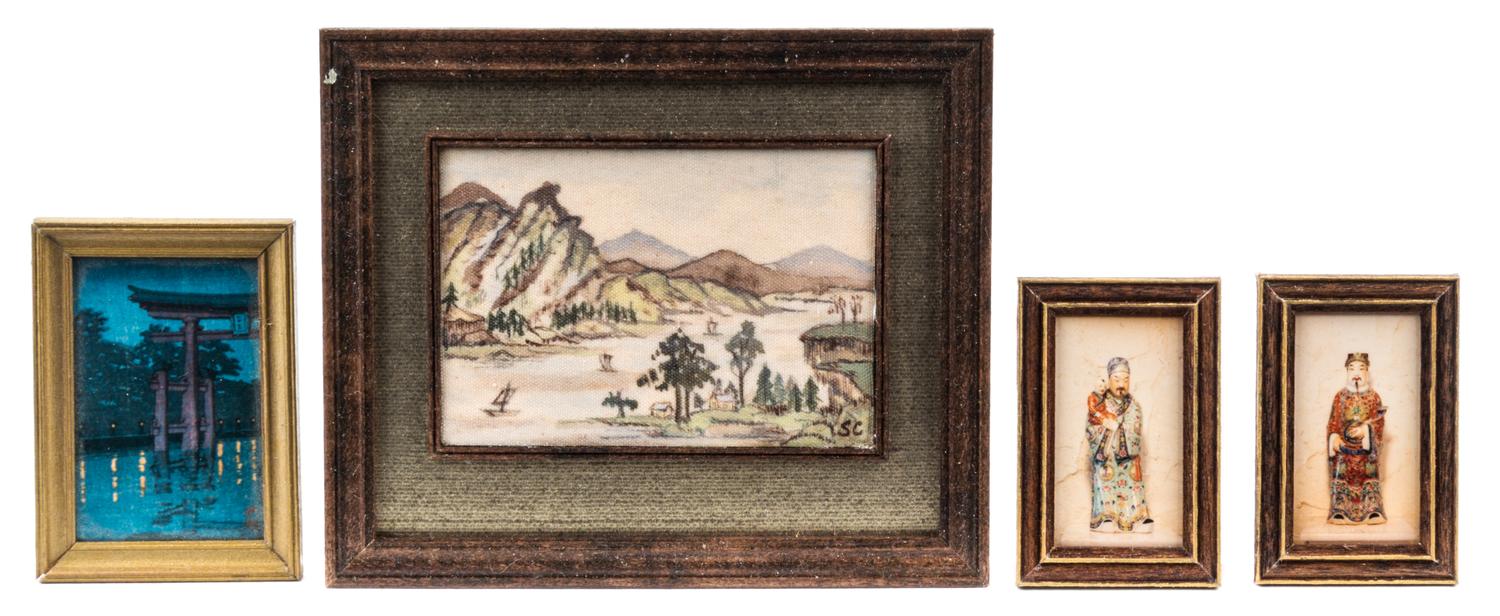 Four Chinese Style Works First 1 1/2 x 2 1/8 inches (visible).