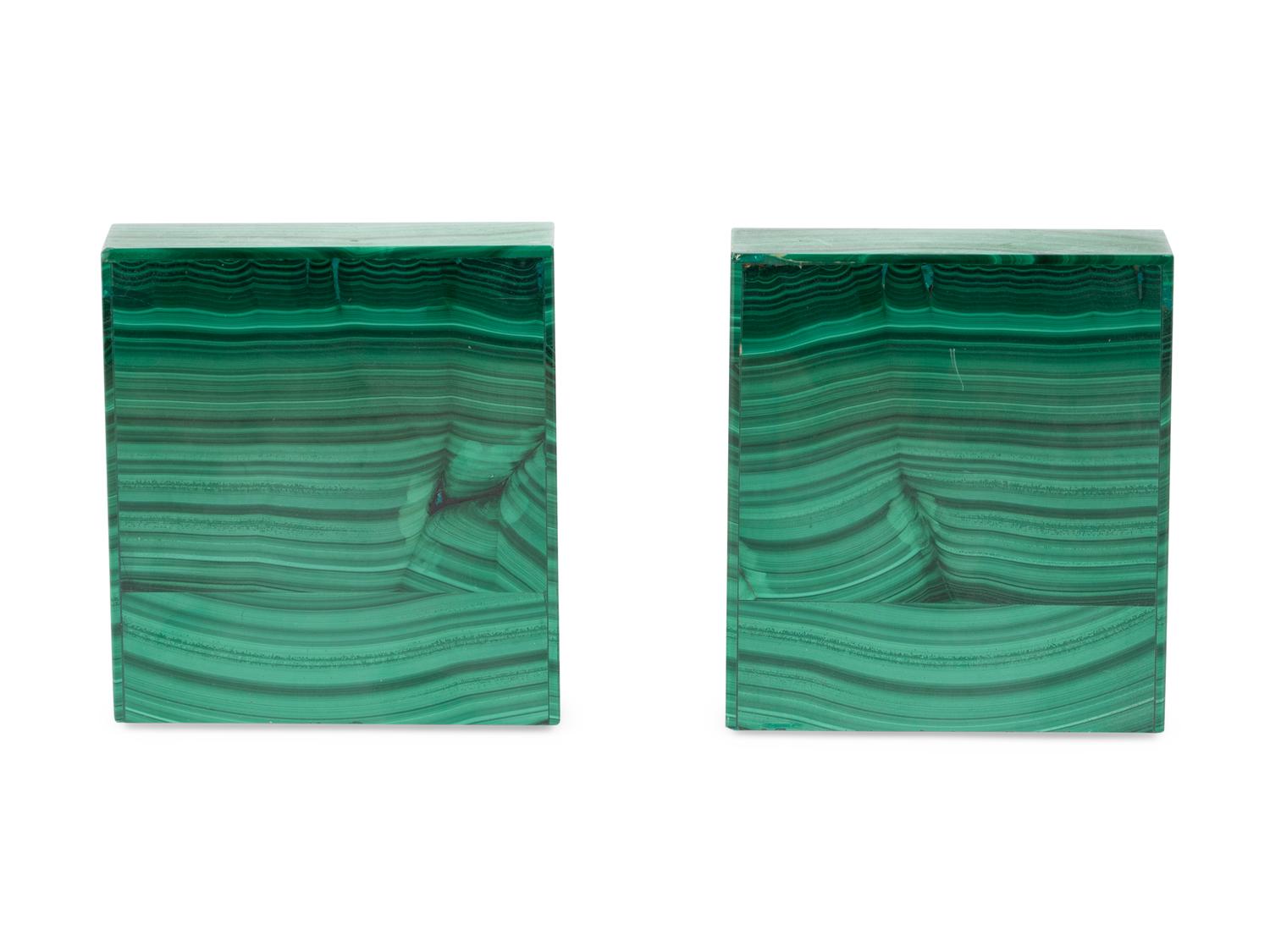 A Pair of Malachite Bookends