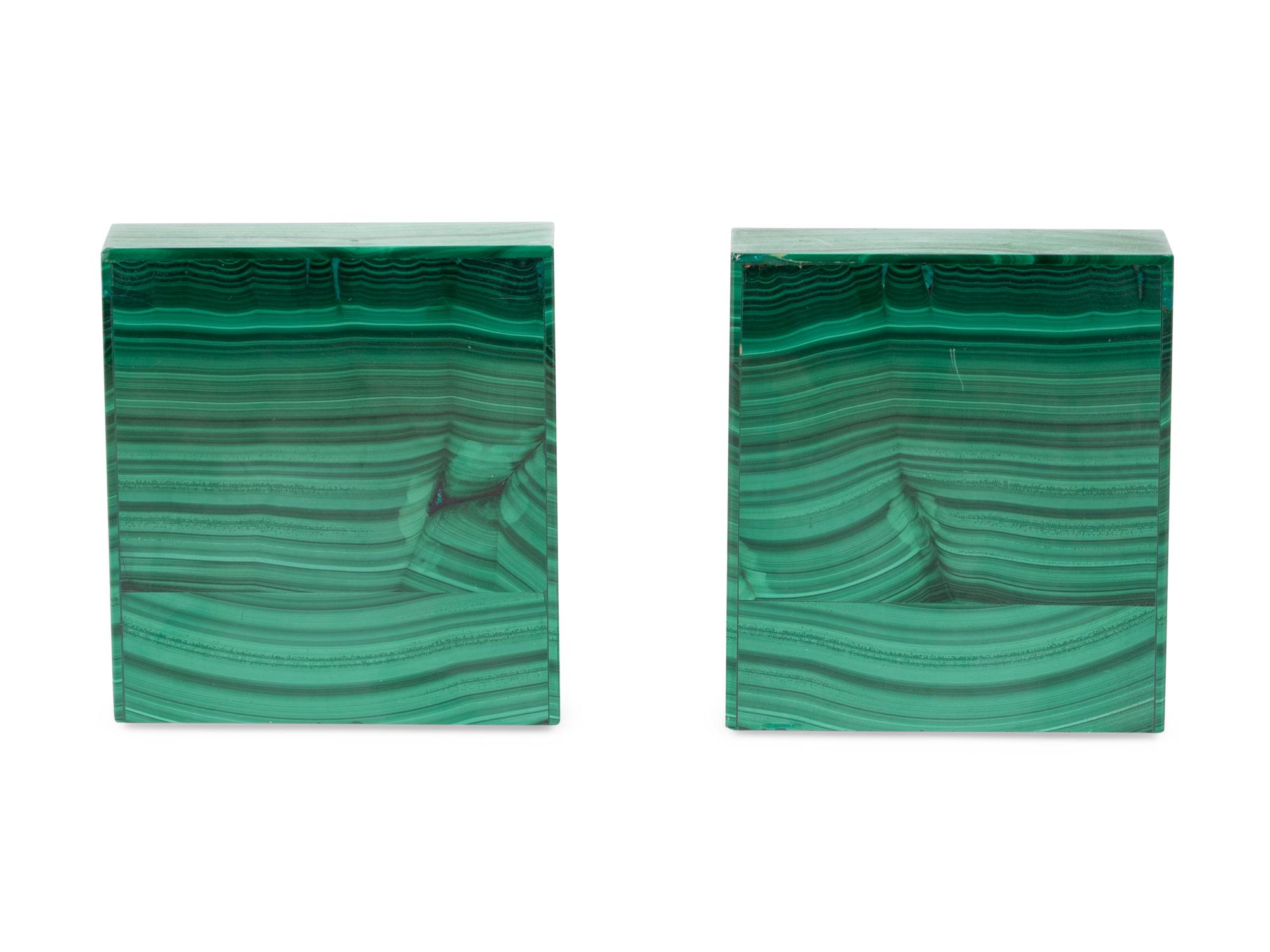A Pair of Malachite Bookends