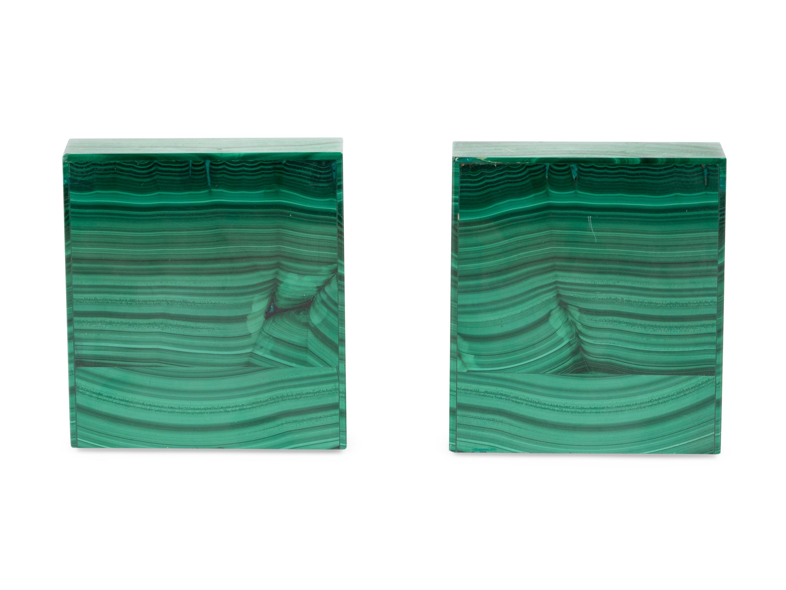A Pair of Malachite Bookends