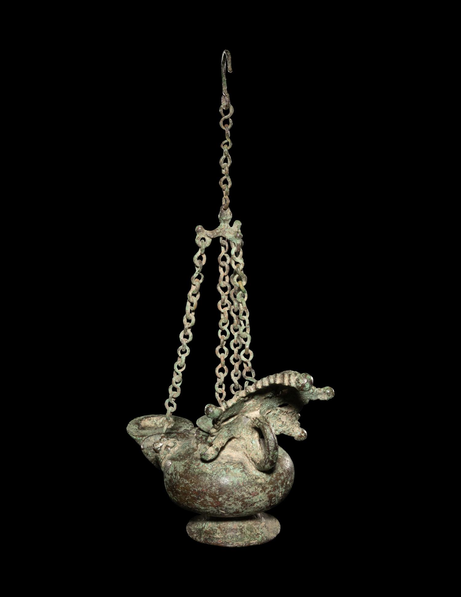 A Roman Bronze Oil Lamp