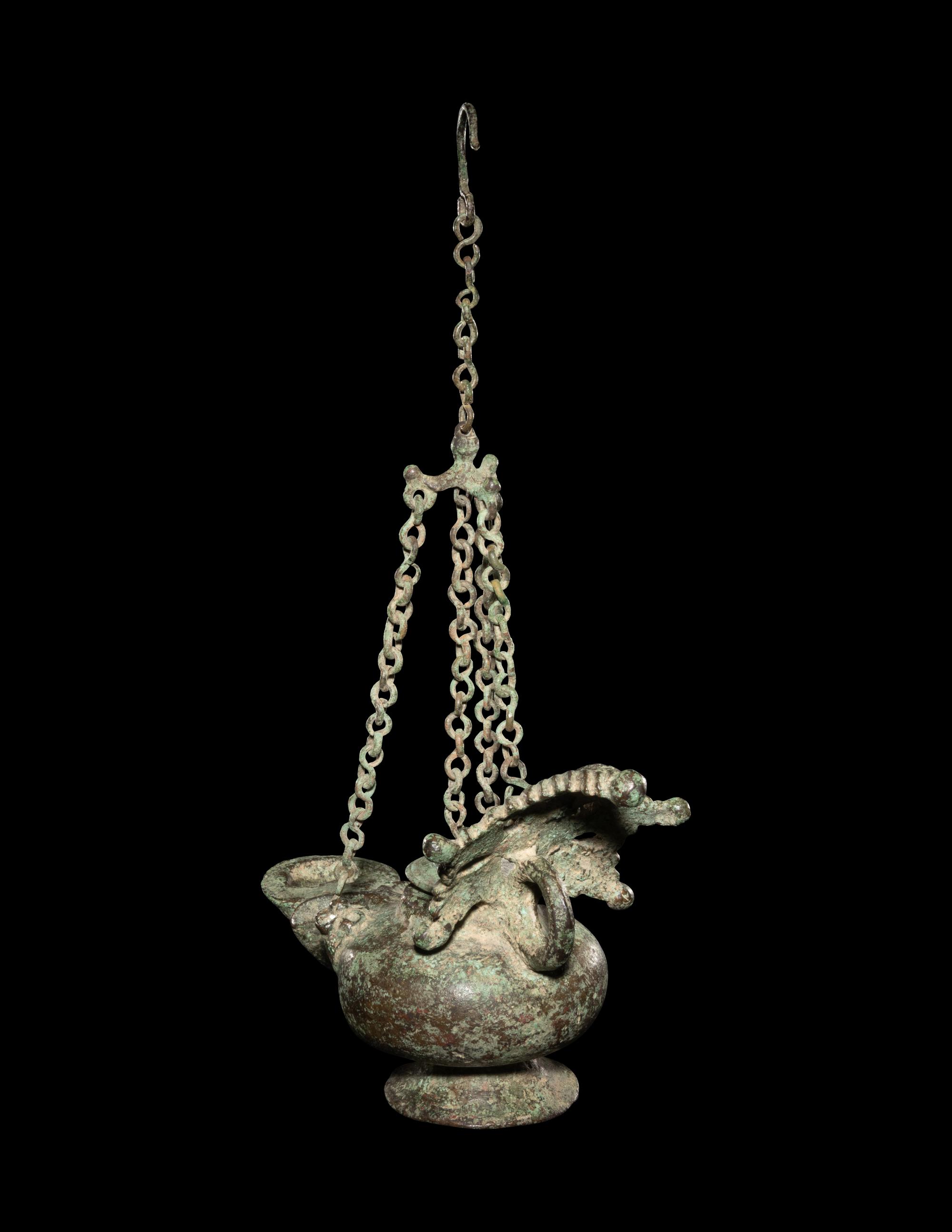 A Roman Bronze Oil Lamp