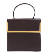 A Ferragamo Brown Leather Embossed Handbag, 10" x 9" x 3".