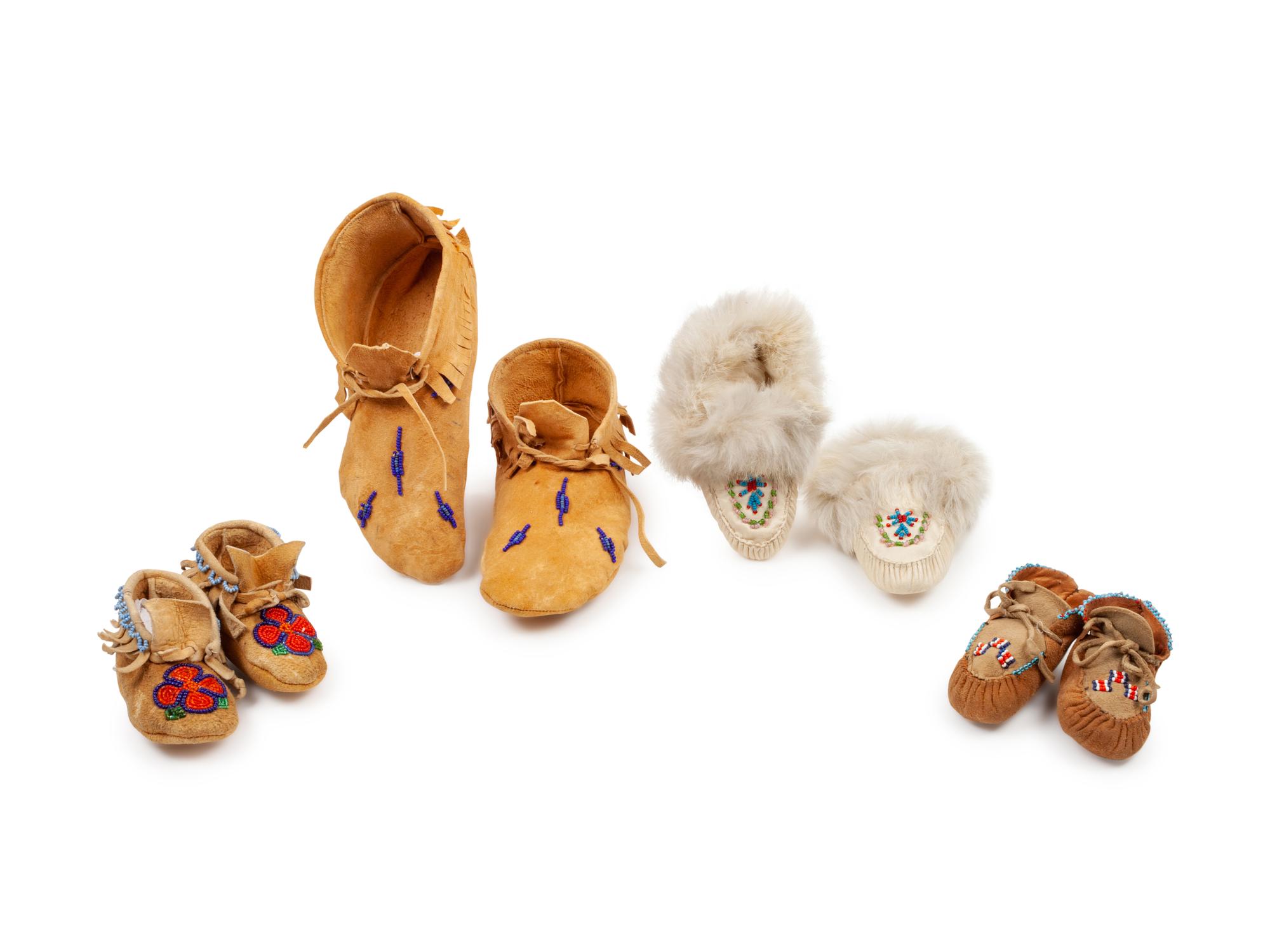 Northern Plains and Athapaskan Children's Beaded Hide Moccasins