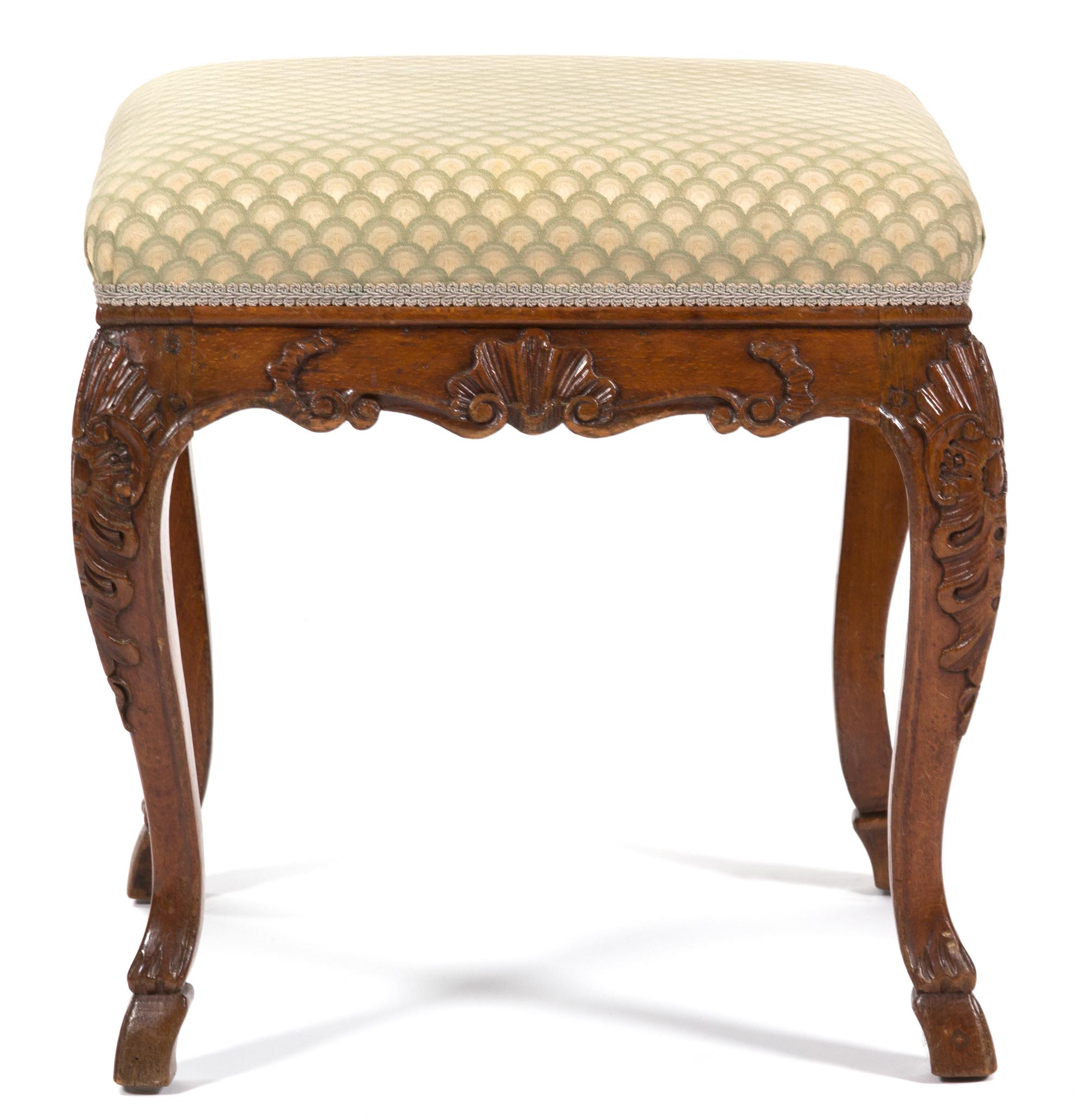 A Louis XV Style Upholstered Tabouret Height 18 x 17 1/2 x 17 1/2 inches. — 19TH CENTURY