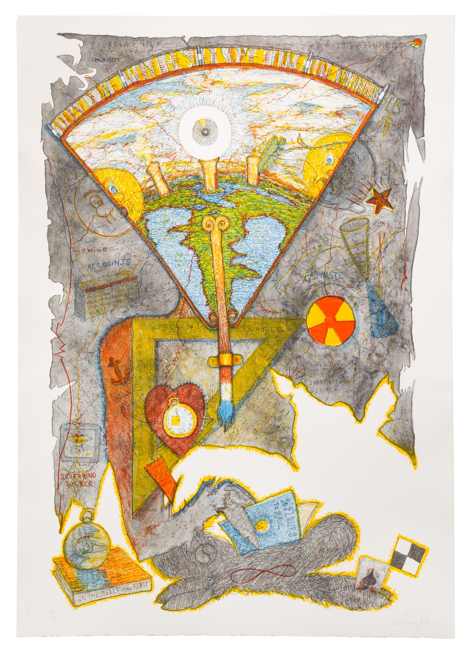 William T. Wiley, (American, b. 1937), Three Mile Island, Three Years Later, 1983