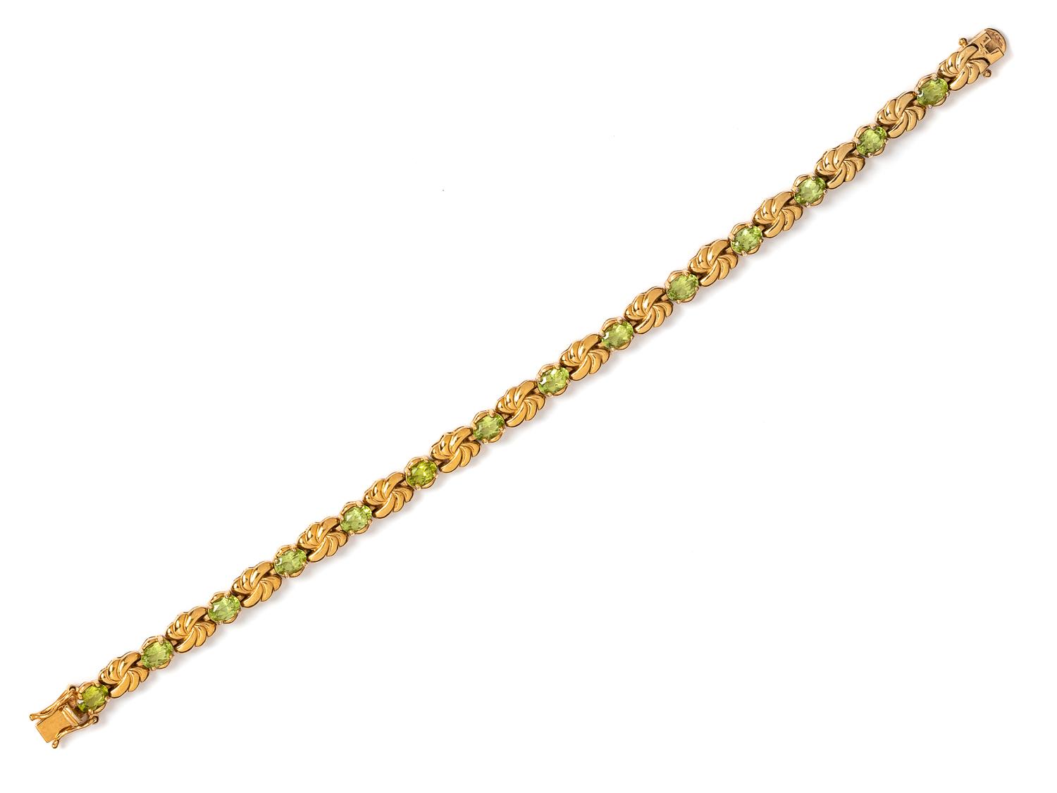 A Collection of Yellow Gold and Peridot Jewelry,