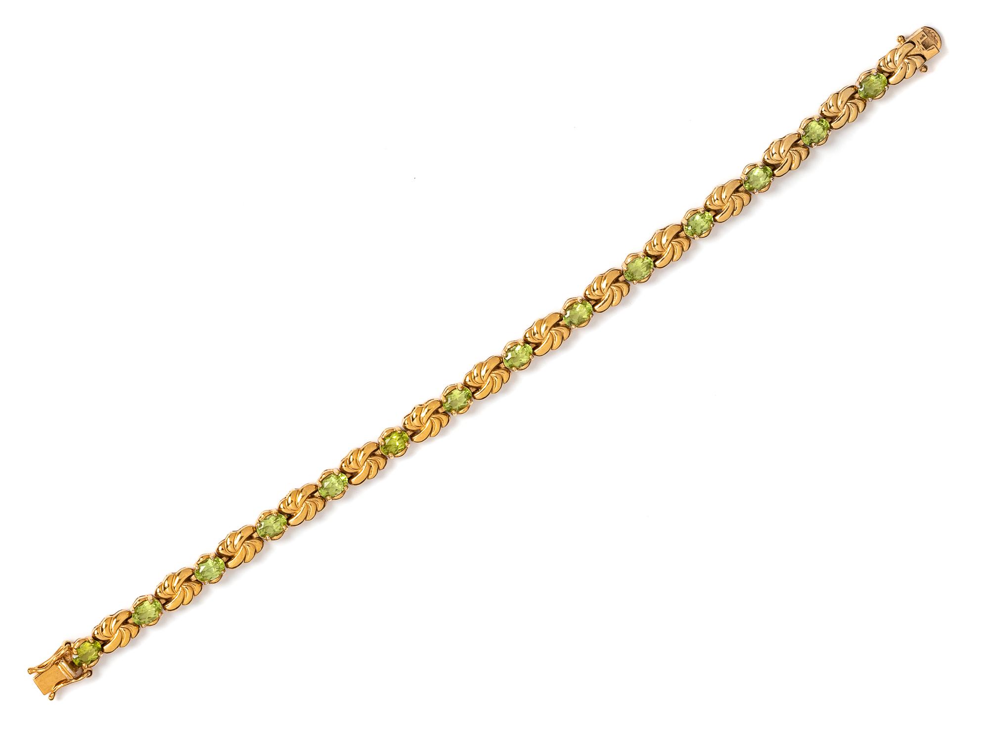 A Collection of Yellow Gold and Peridot Jewelry,