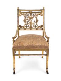 An American Aesthetic Giltwood and Faux Mother-of-Pearl Side Chair — ATTRIBUTED TO GEORGE SCHASTEY & COMPANY, NEW YORK, CIRCA 1880