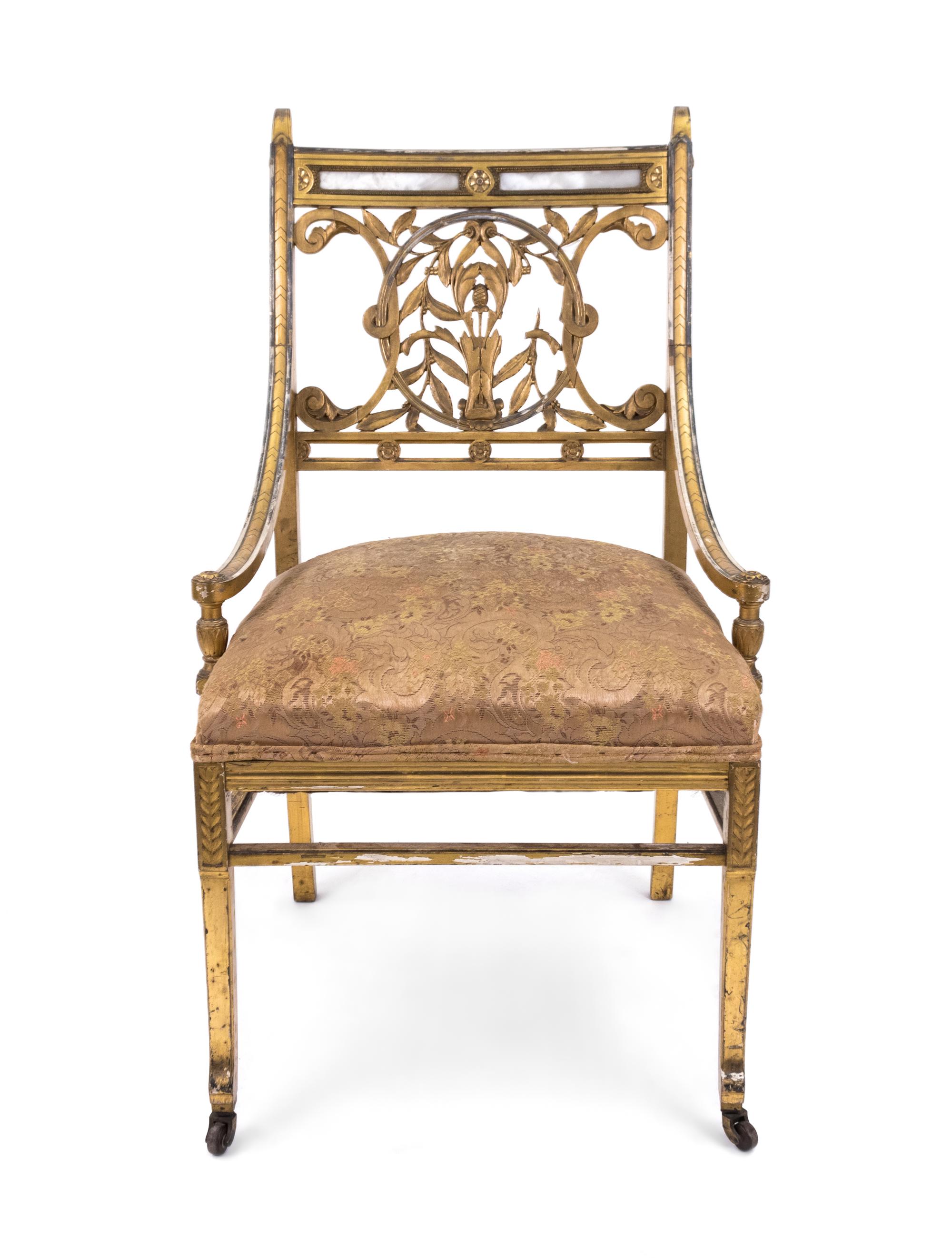 An American Aesthetic Giltwood and Faux Mother-of-Pearl Side Chair — ATTRIBUTED TO GEORGE SCHASTEY & COMPANY, NEW YORK, CIRCA 1880
