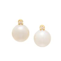 CULTURED PEARL AND DIAMOND EARRINGS