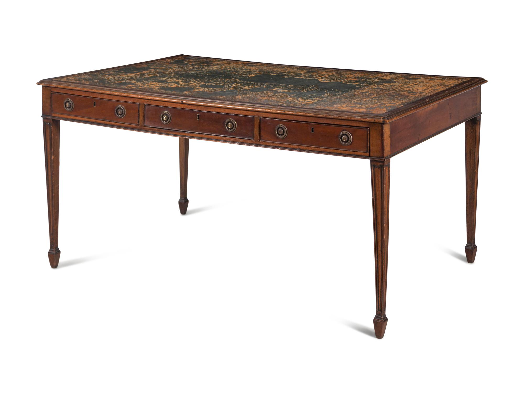 An Edwardian Leather Upholstered Mahogany Writing Desk
