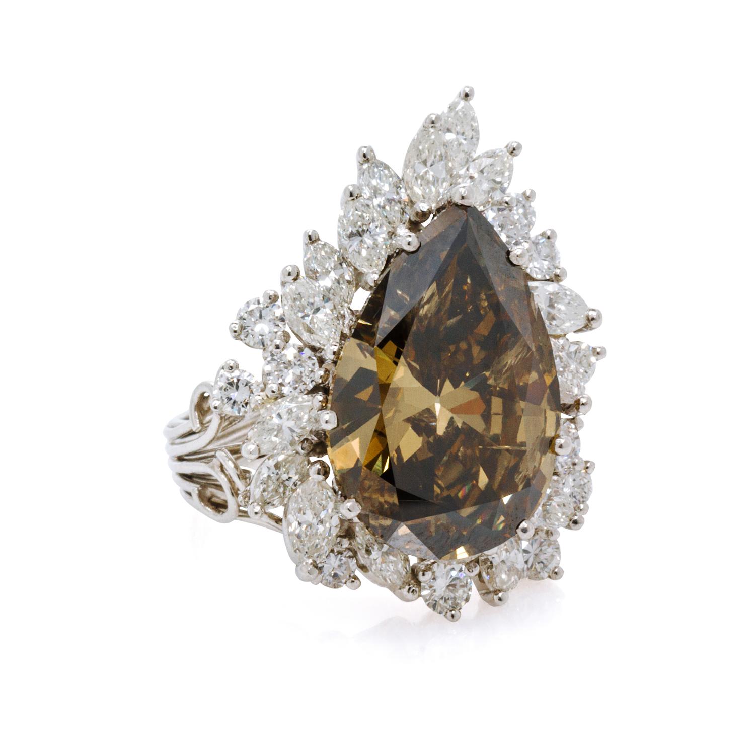 A Platinum, Fancy Colored Diamond and Diamond Ring, 10.20 dwts.