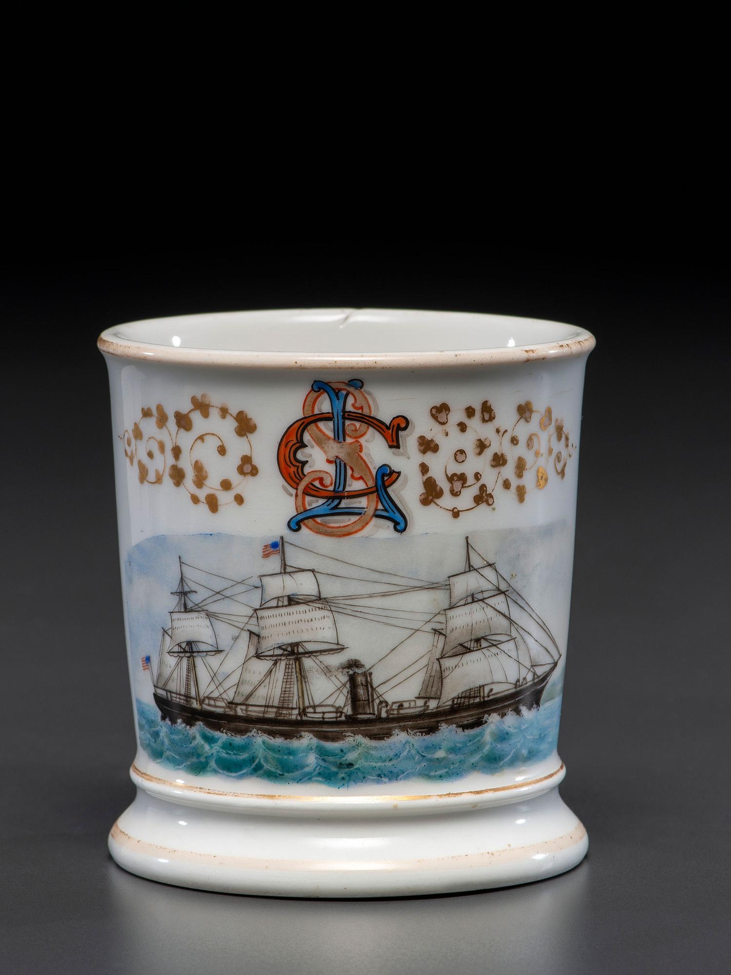 A Ship Captain's Porcelain Occupational Shaving Mug