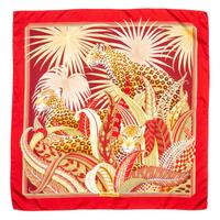 A Ferragamo 90cm Red Silk Leopard Print Scarf, 36" x 36".