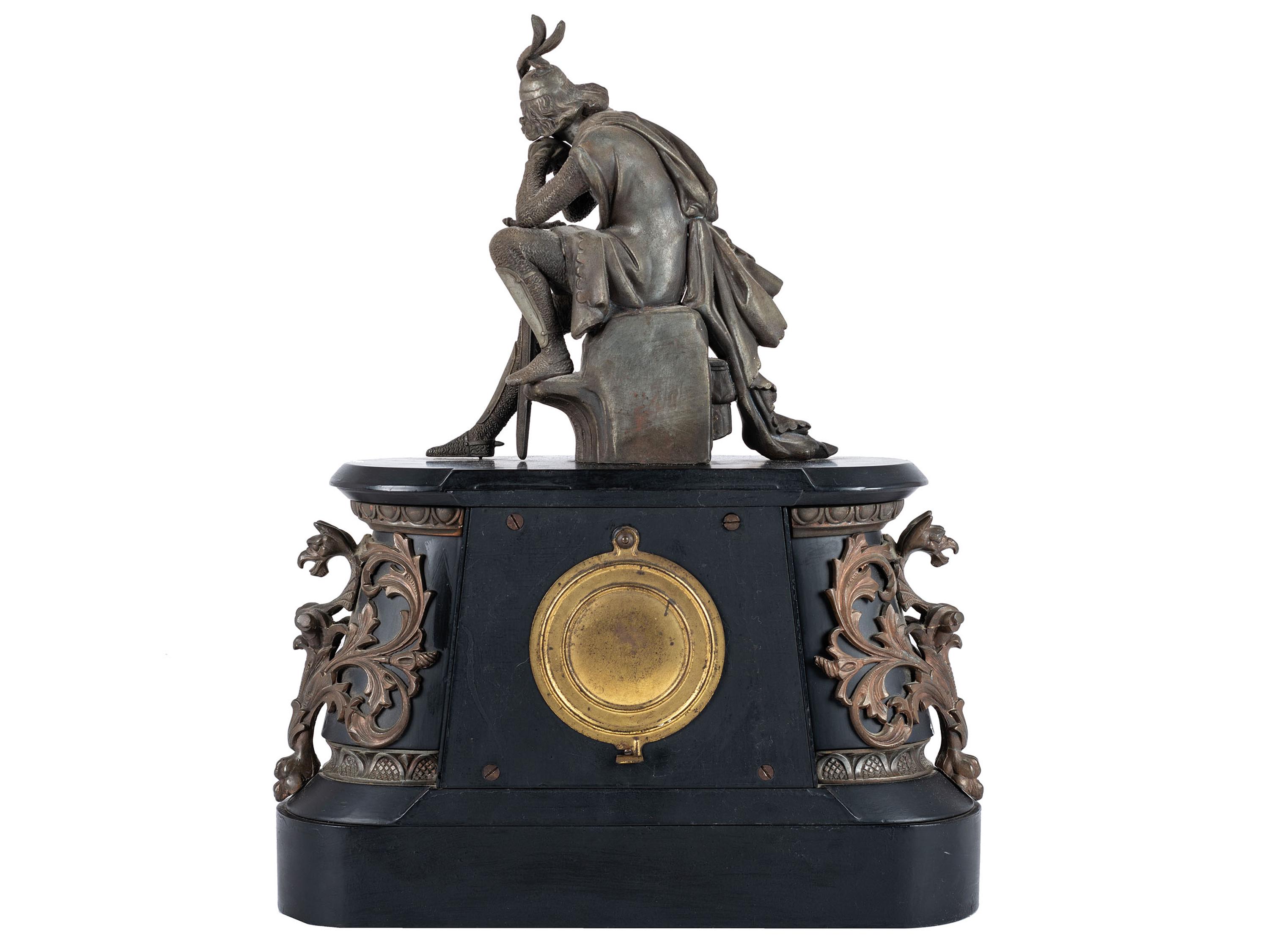 A Kroeber Saxonia Mantel Clock with Gladiator Figure