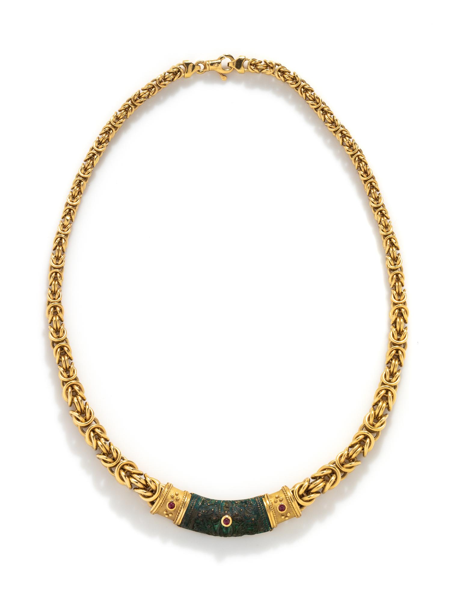 YELLOW GOLD AND RUBY NECKLACE