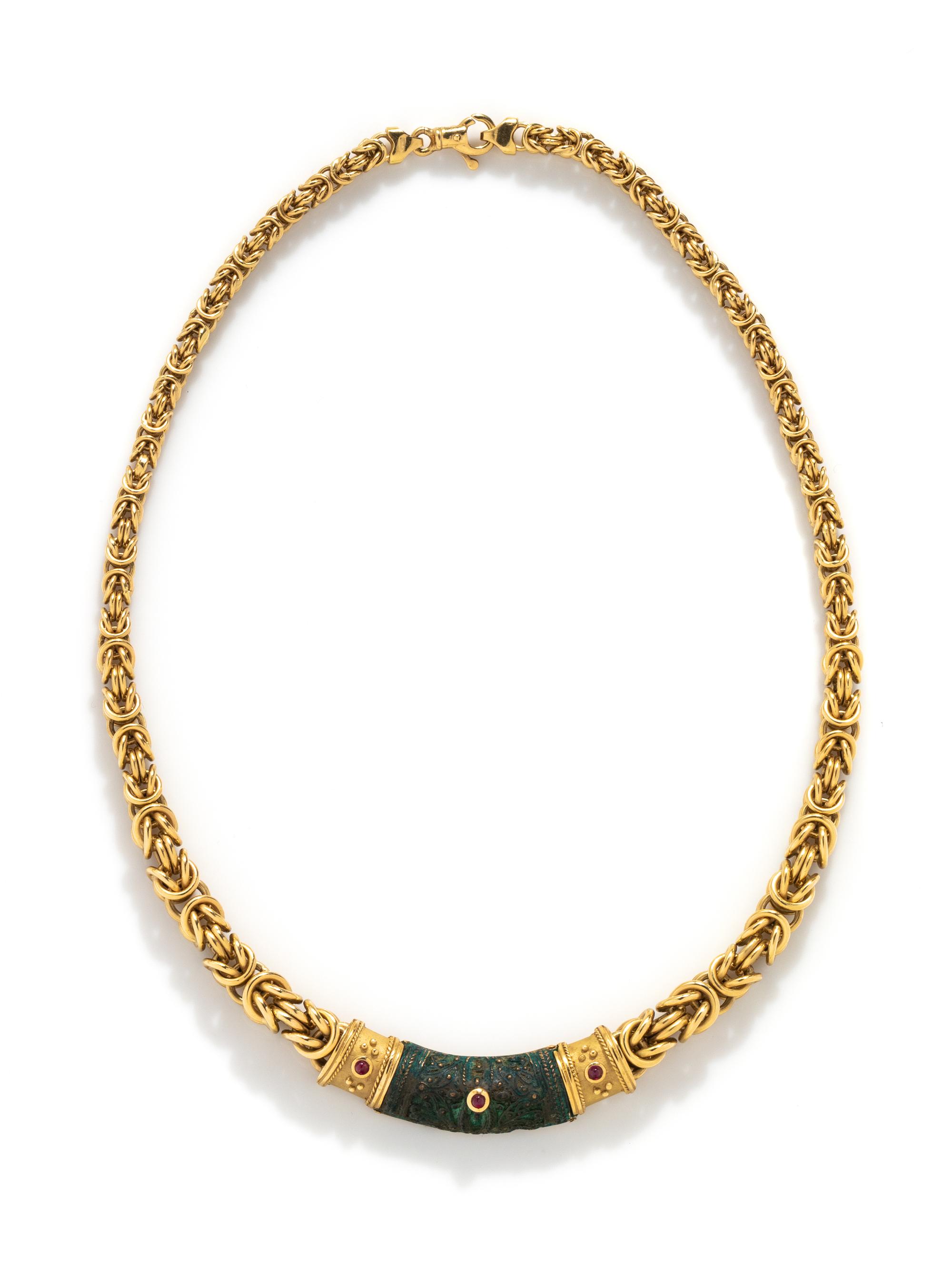 YELLOW GOLD AND RUBY NECKLACE