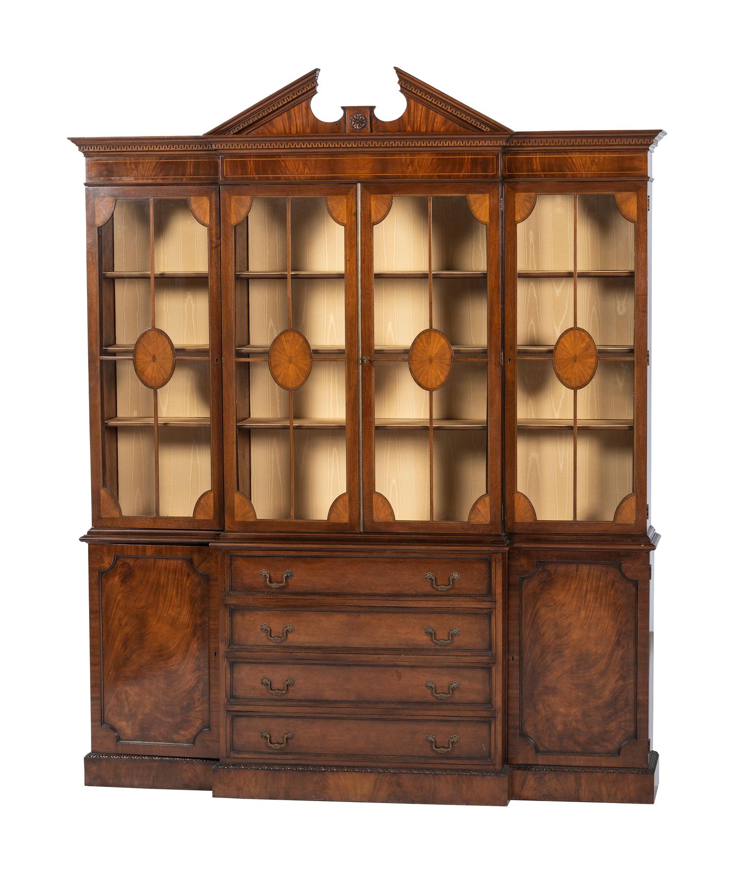 A George III Style Mahogany Breakfront Bookcase