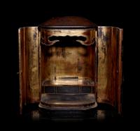 A Japanese Black and Gilt Lacquered Hardwood Shrine