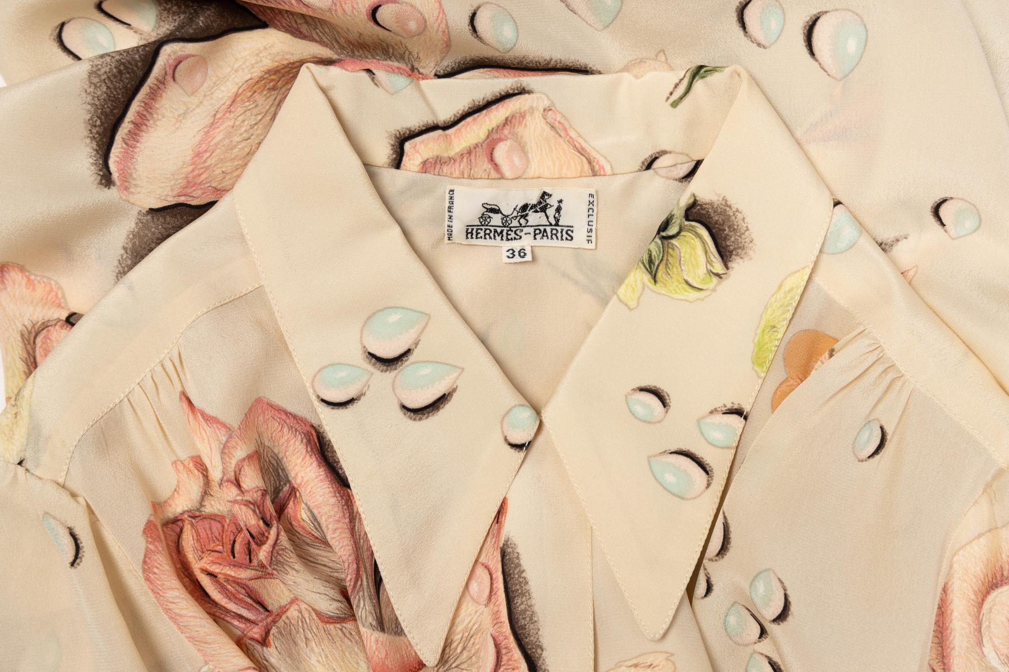 Hermès, Rose-Print Silk Blouse & Scarf - Worn with Andy Warhol