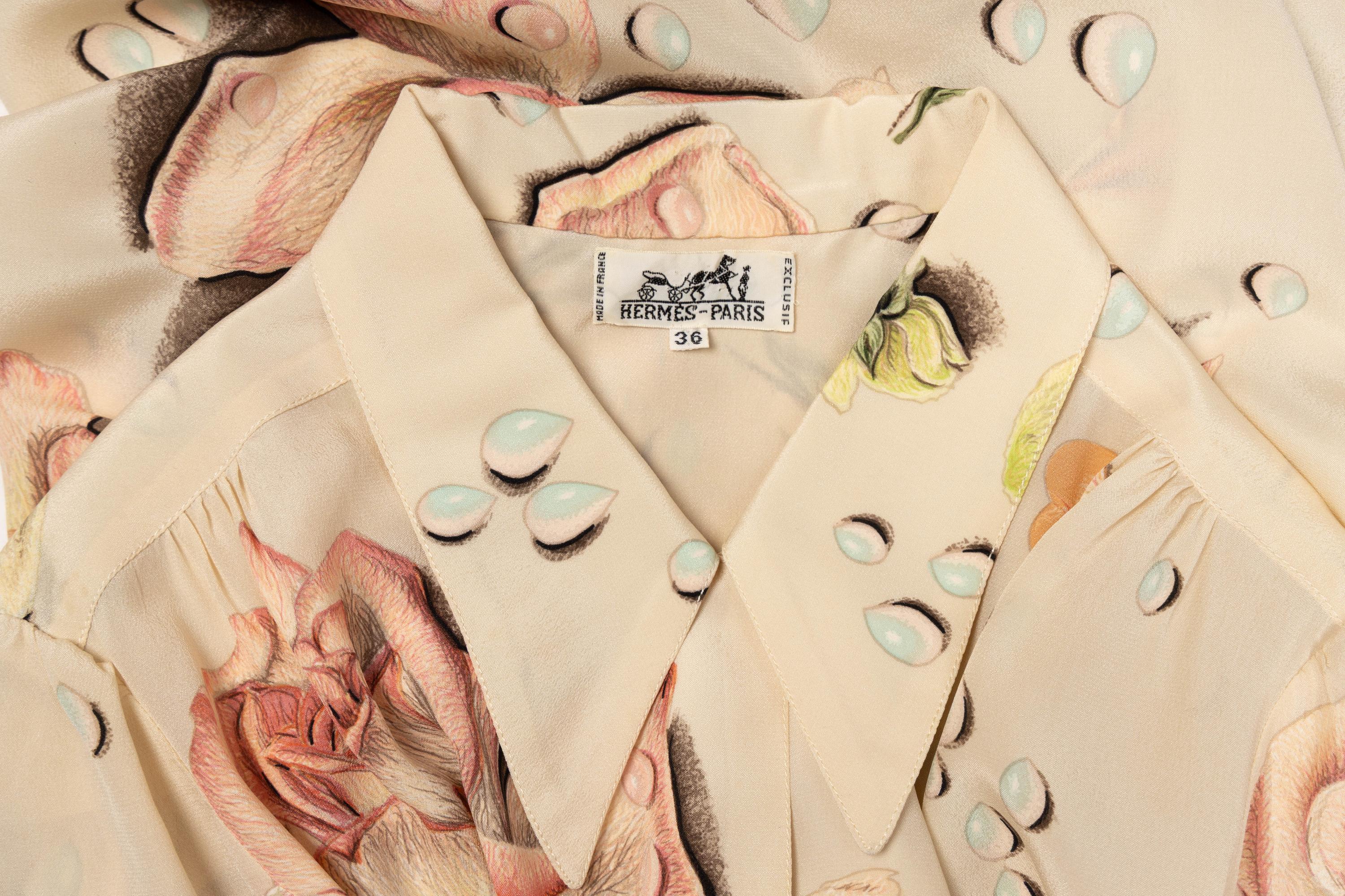 Hermès, Rose-Print Silk Blouse & Scarf - Worn with Andy Warhol