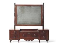 A Federal Inlaid and Figured Mahogany Dressing Mirror