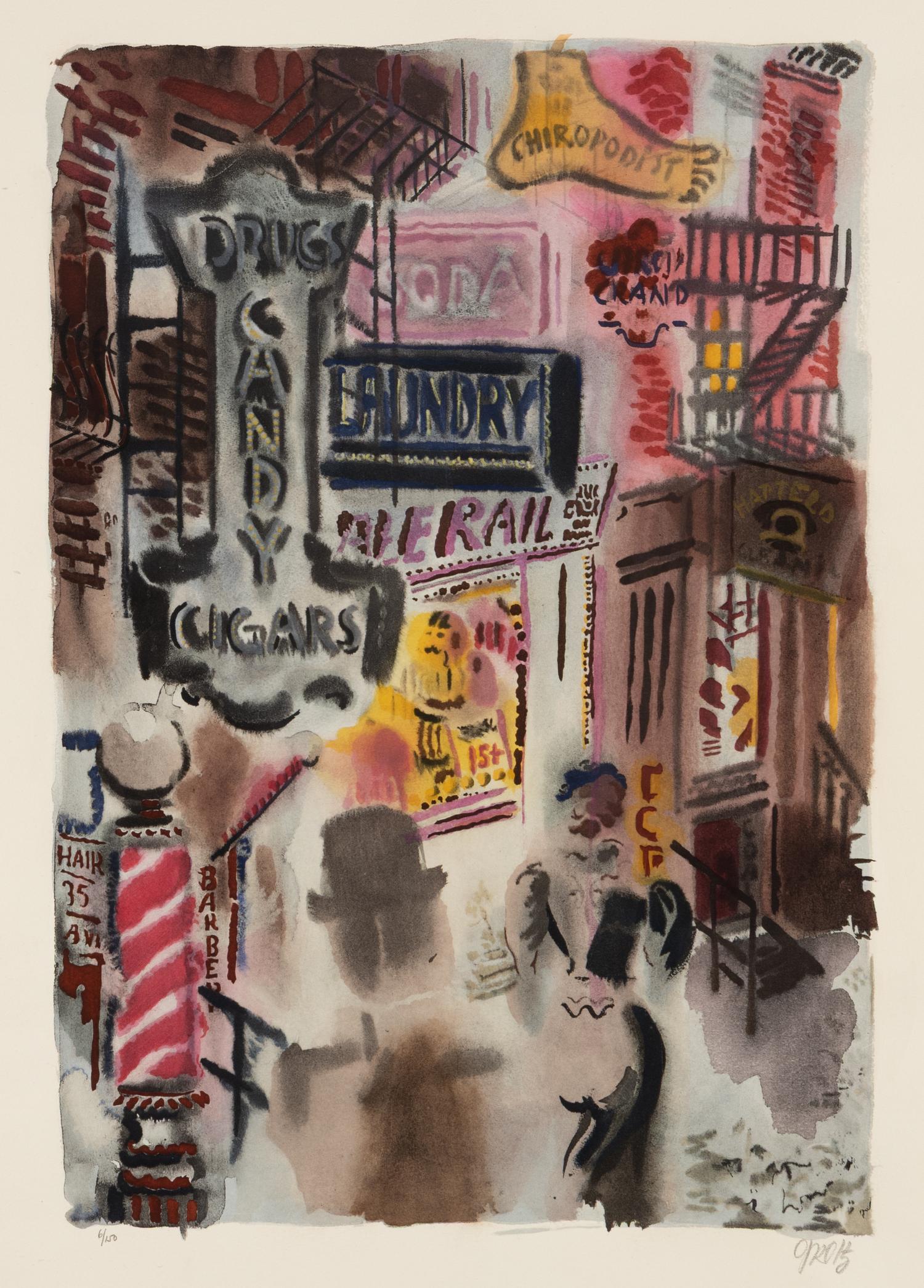 George Grosz (German, 1893-1959) — Bagdad-on-the-Subway: A Portfolio of Six Signed Water-Colors Depicting O'Henry's New York , 1935