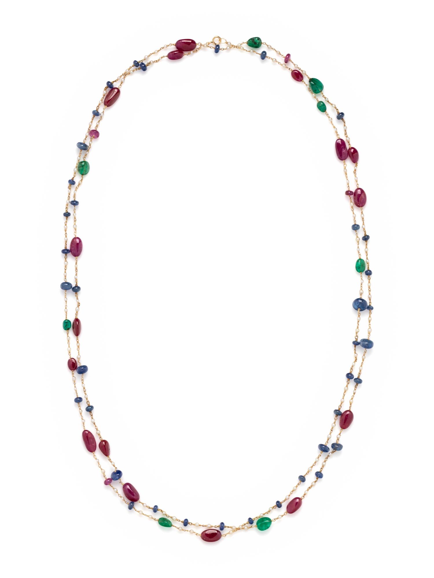 MULTIGEM AND CULTURED PEARL NECKLACE