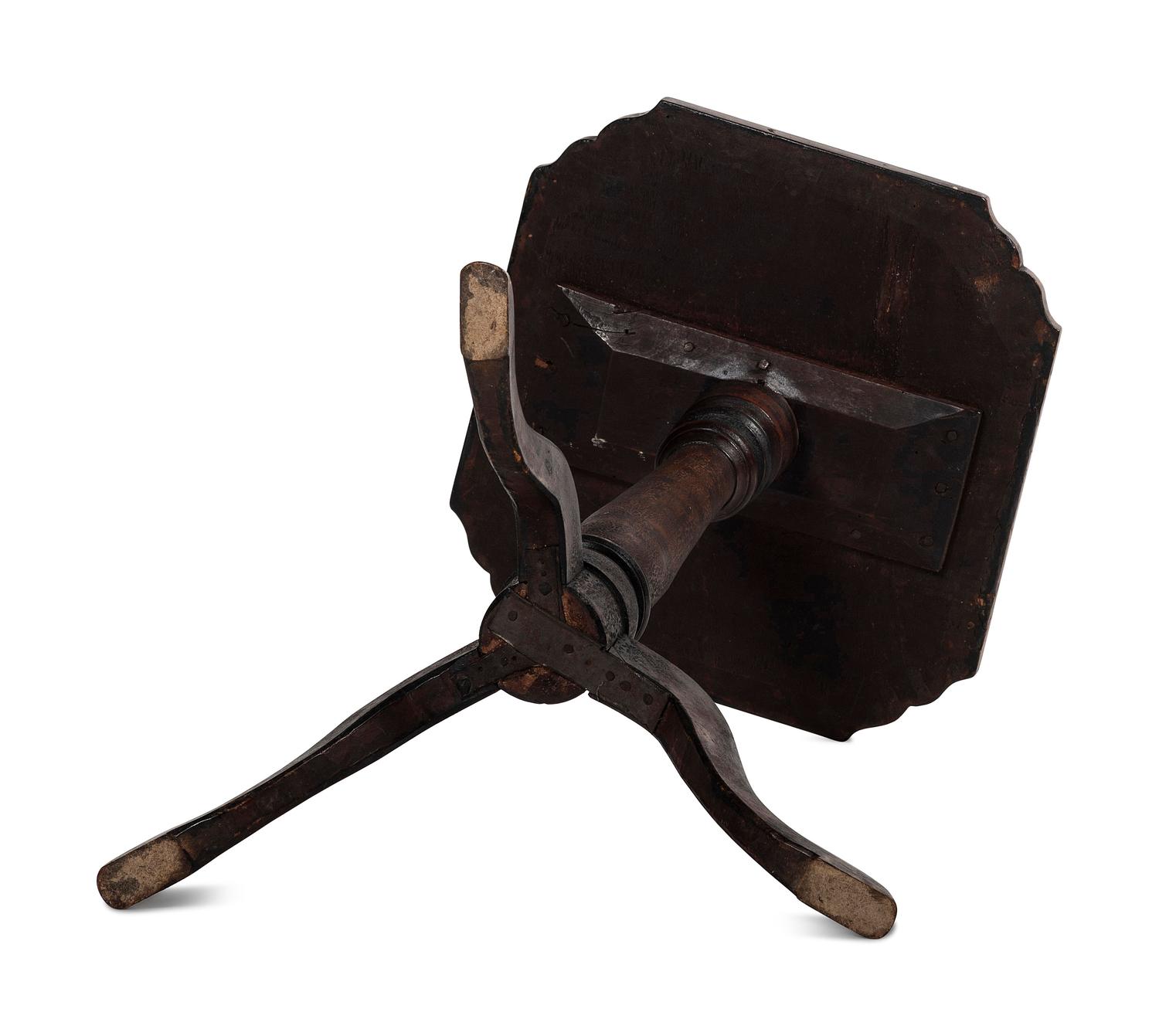 A Federal Turned and Stained Cherrywood Tablet-Top Candlestand