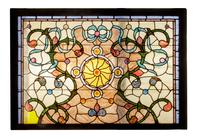 A Stained, Beaded and Cut-Glass Window Panel