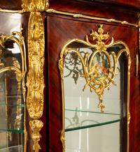 A Pair of Louis XV Style Gilt Bronze Mounted Vitrine Cabinets