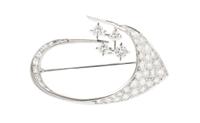 An 18 Karat White Gold and Diamond Brooch, Swiss, 4.90 dwts.