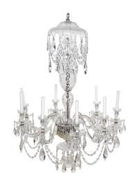 A Pair of George III Style Cut Glass Eight-Light Chandeliers