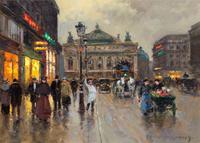 Edouard Leon Cortes, (French, 1882-1969), L'Avenue de l'Opera, ciel gris, 1964